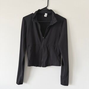 Yogalicious Lux Victorian Jacket Womens Black Full Zip Athletic Mock Neck MED